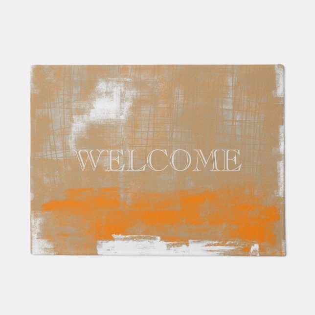 Tapete Abstrato Orange Cinza White Welcome (Frente)