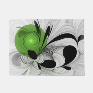 Tapete Abstrato preto e branco com arte frontal verde