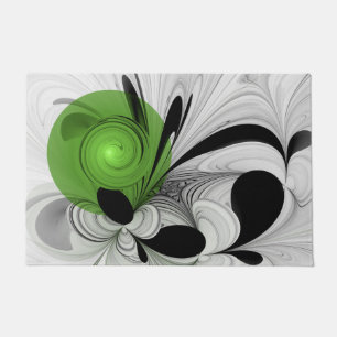 Tapete Abstrato preto e branco com arte frontal verde
