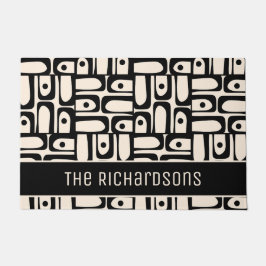 Tapete Abstrato preto e creme moderno do meio século