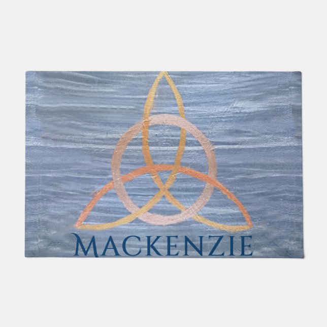 Tapete Abstrato Triquetra | Blue Dourado Celtic Trinity K (Frente)