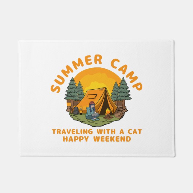 Tapete Acampamento de verão viajando com um gato  (Frente)
