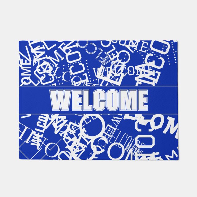 Tapete Adicionar qualquer colagem de texto em azul e bran (Frente)