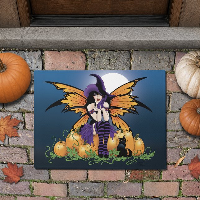 Tapete Adorável Fada de Halloween com Abóbora e Gato Pret (Criador carregado)