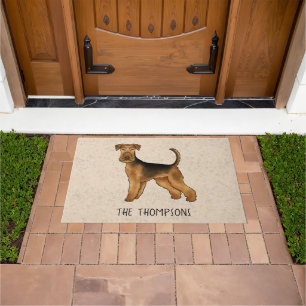 Tapete Airedale Terrier Cute Cartoon Dog E Name Beige