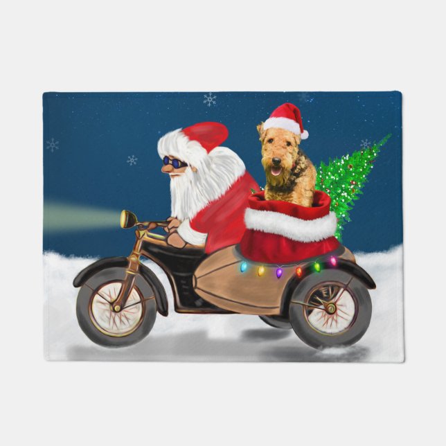 Tapete Airedale Terrier Dog Natal Papai Noel (Frente)