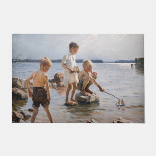 Tapete Albert Edelsense - Meninos tocando na praia