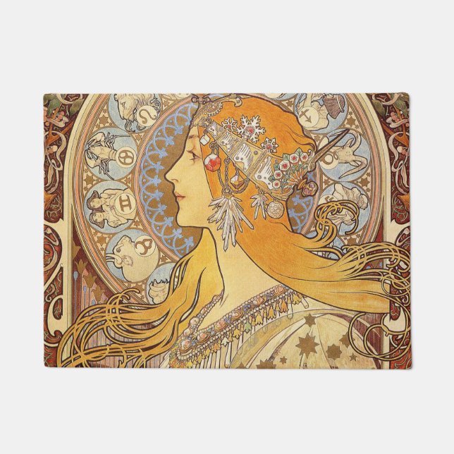 Tapete Alfonse Mucha Zodiac Art Nouveau Mulher (Frente)