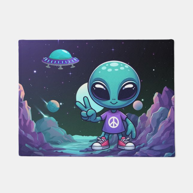 Tapete Alienígena de paz e nave espacial (Frente)