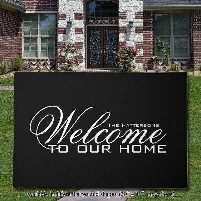 Tapete Almofada de Boas-vindas Nome da Família Simples El (Add a touch of simple elegance to your entryway with this beautiful personalized welcome mat.)