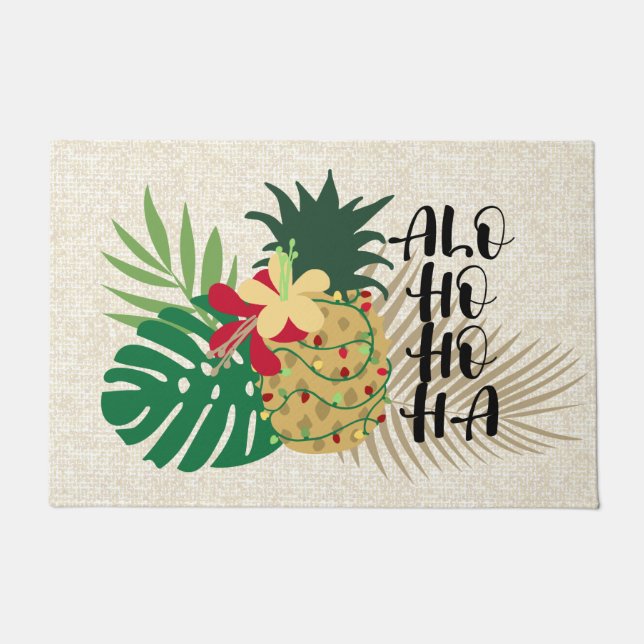 Tapete ALO-HO-HO-HA-HA-abacaxi tropical havaiano (Frente)