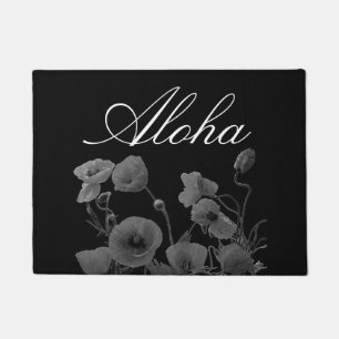 Tapete Aloha branco preto floral da flor havaiana do
