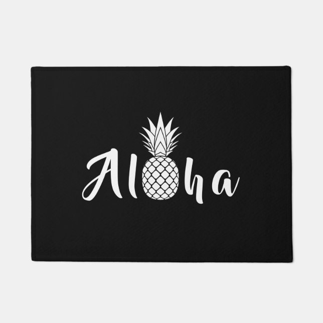 Tapete Aloha Doormat Havaiano, Branco (Frente)