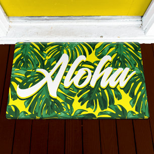 Tapete Aloha Havaiana - Folhas de Palma Amarelo Tropical 