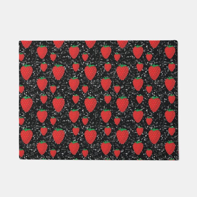 Tapete Amantes de Frutas Morango Vermelho Elegantes (Frente)