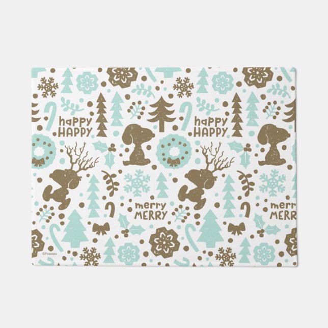 Tapete Amendoins | Padrão de Natal Snoopy Frosty (Frente)