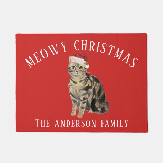 Tapete American Shorthair Brown Tabby Cat MeowChristmas (Frente)