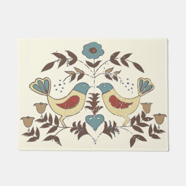 Tapete Amish Hex Sinal Bird Americana da Pensilvânia Hola (Frente)