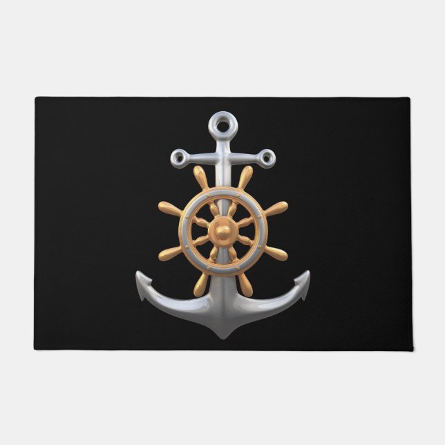 Tapete Anchor and Ship's Wheel Doormat (Frente)