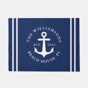 Tapete Anchor de Nome da Família Marinho Náutico Blue Bea