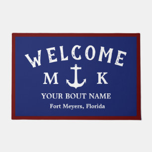 Tapete Âncora de Marinho Náutico de Boat Name Azul