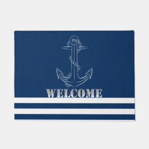 Tapete Âncora Náutica, Marinheiro de Listras Azul-Marinho