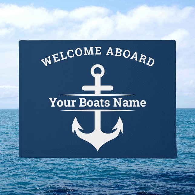 Tapete Âncora Personalizada de Nome de Embarcação Náutica (Personalized Nautical Boat Name Anchor Doormat
)