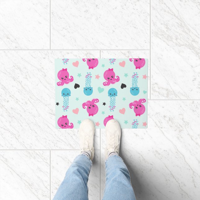 Tapete Animais do mar, Vida marinha, polvo, água-viva, co (Interior)