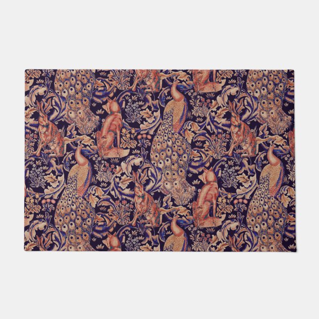 TAPETE ANIMAIS FLORESTAIS, FOX, PEACOCK, PINTOS DE PAPEL  (Frente)