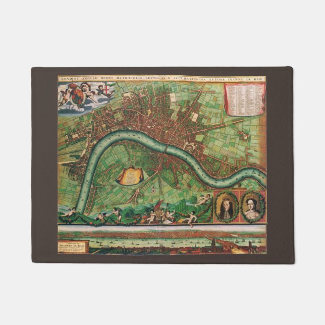 Tapete Antique London Street Map de Johannes de Ram, 1689 (Frente)