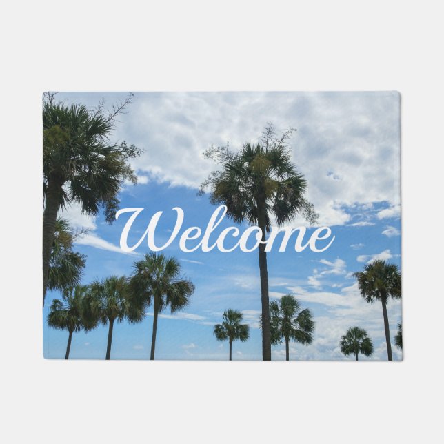 Tapete Apenas Palm Trees Bem-Vindo Doormat (Frente)