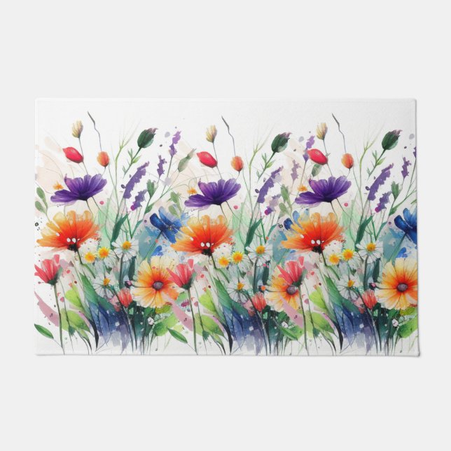 Tapete Aquarela Florais Flores Silvestres Na Moda (Frente)