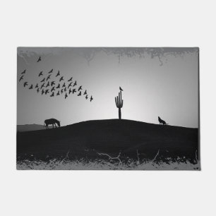 Tapete Arizonas de animais do deserto preto e branco