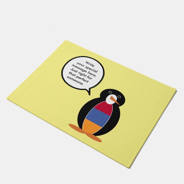 Tapete Armênia falando Sra. Penguin personalizada (Inclinado)