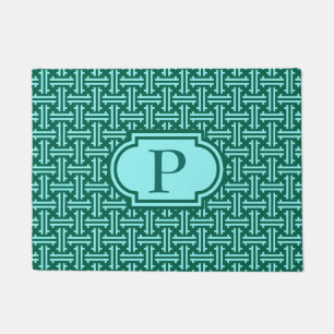 Tapete Art Deco Chinês Fret, Turquoise e Aqua