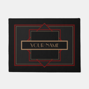 Tapete Art Deco Custom Name - Red Black Doormat