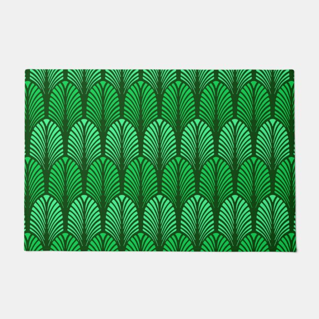 Tapete Art Deco Feather Pattern, Emerald Green (Frente)