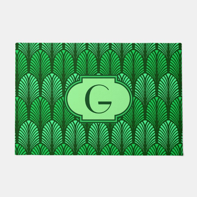 Tapete Art Deco Feather Pattern, Emerald Green (Frente)