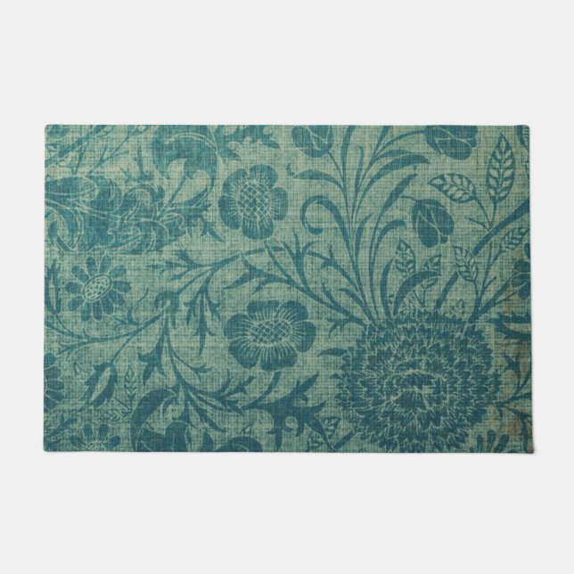 Tapete art Nouveau,teal,estilo William Morris, floral,chi (Frente)