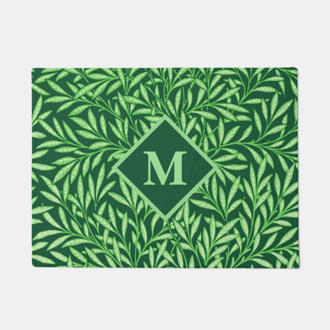 Tapete Art Nouveau Willow com Monograma, Emerald Green (Frente)