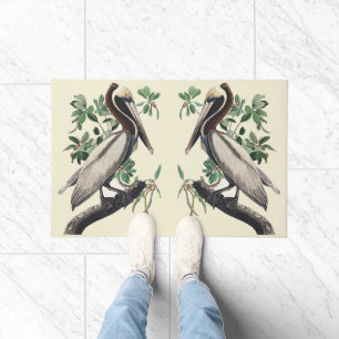 Tapete Arte Avícola Costeira Vintage Audubon Pelicano Mar
