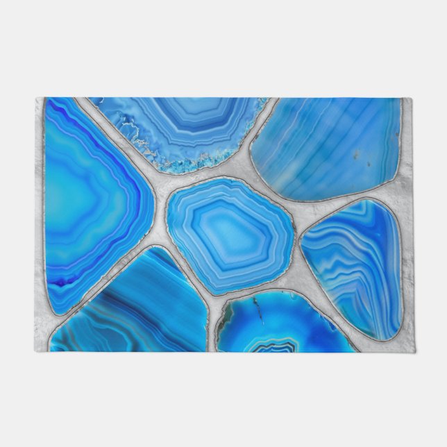 Tapete Arte da Flor do Mosaico de Blue Geode Agate (Frente)