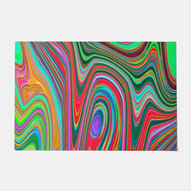 Tapete Arte de Abstrato azul, verde e vermelho trippy (Frente)