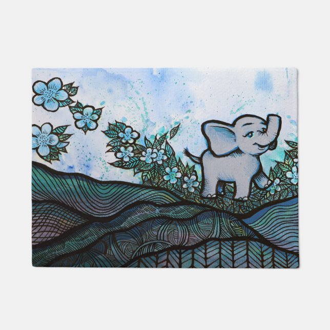 Tapete Arte de Elefante Floral (Frente)
