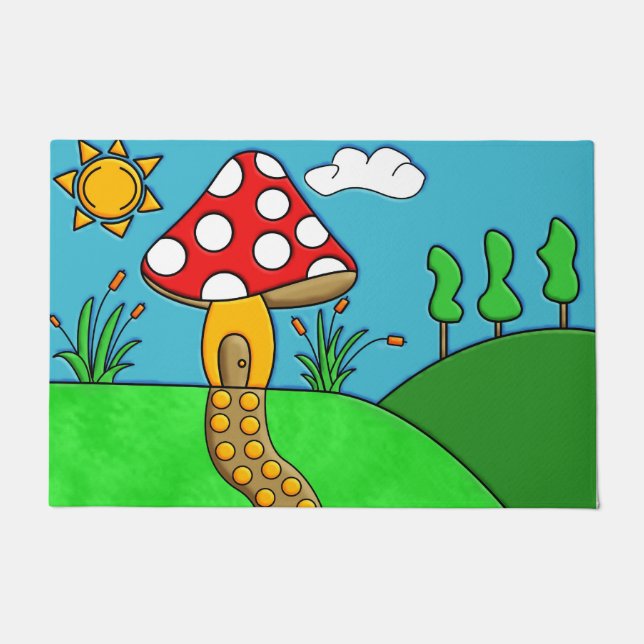 Tapete Arte de Fungos da Floresta Caprichosa (Frente)