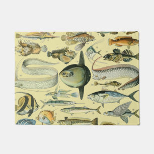 Tapete Arte De Pesca Científica Dos Peixes Vintage
