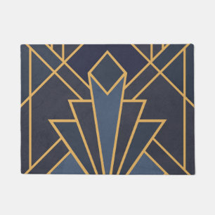 Tapete Arte Deco inspiração em azul e ouro