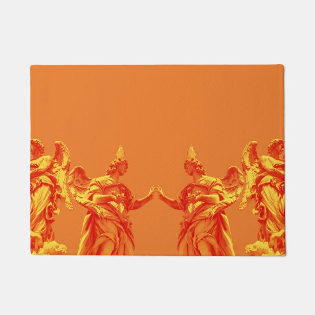 Tapete Arte digital cor laranja com esculturas (Frente)