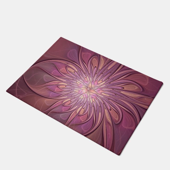 Tapete Arte floral fractal moderna abstrata cores de frut (Inclinado)