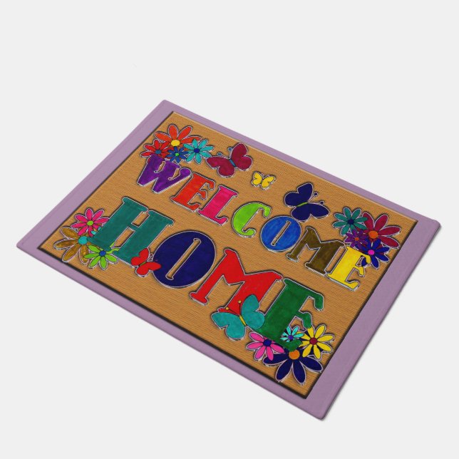 Tapete Arte floral Home bem-vinda (Inclinado)